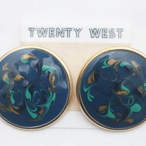 80s Vintage "TWENTY WEST" Large Patterned Earrings